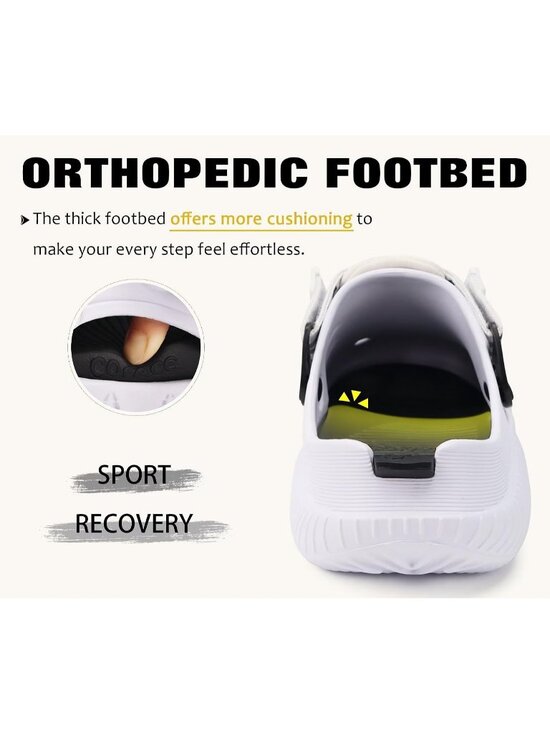 Men\'s White Black Recovery Clogs Comfortable Orthopedic Mules Thick Sandal Shoes